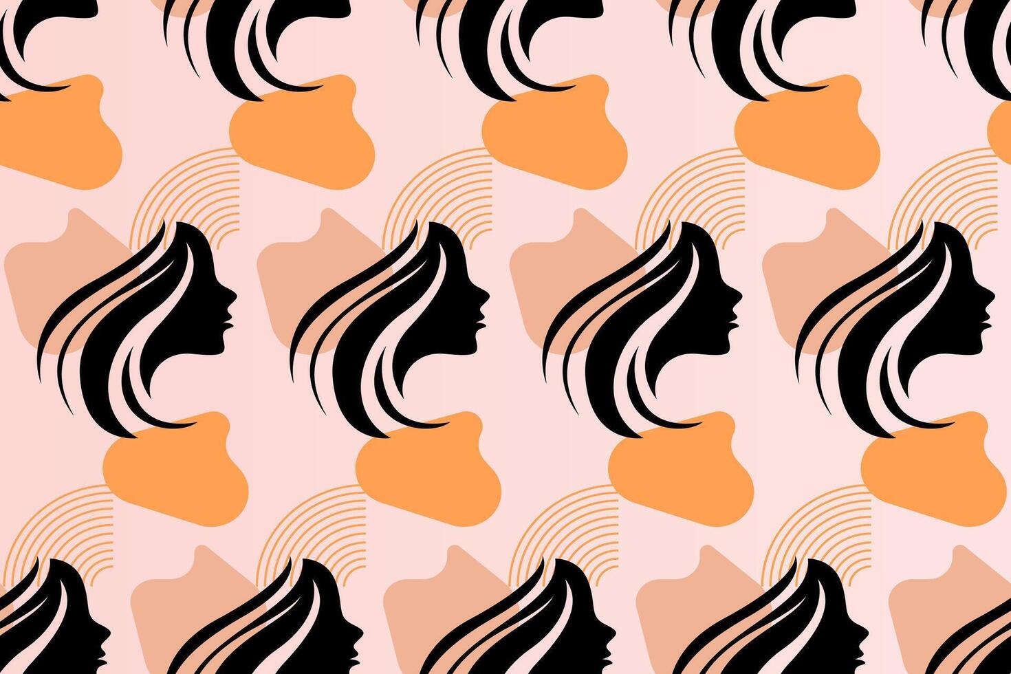 Boho girl seamless pattern background vector