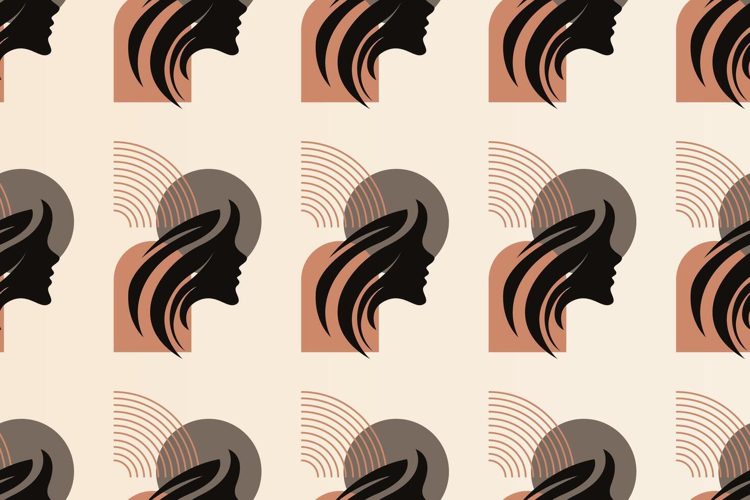 Boho girl seamless pattern background vector