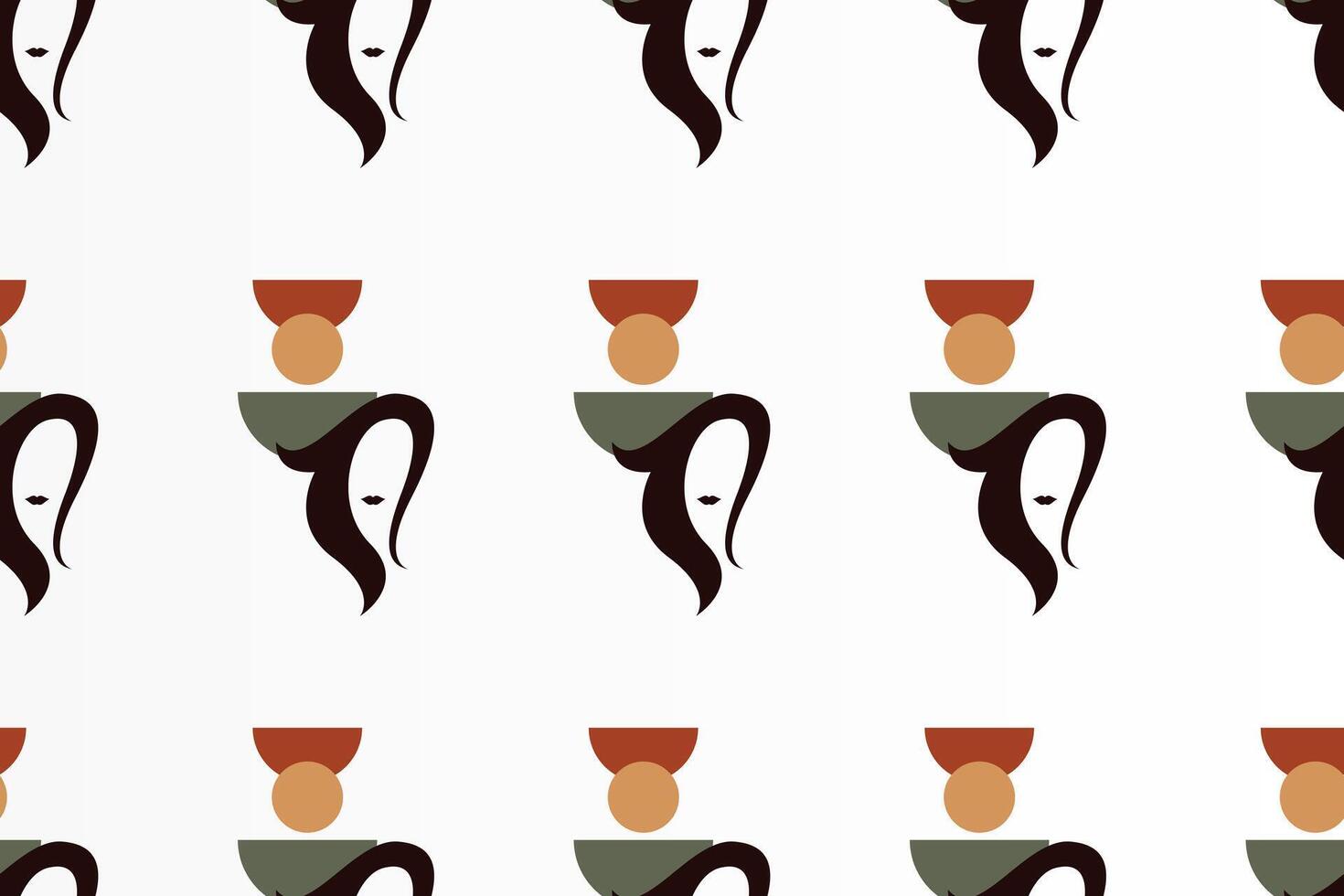 Boho girl seamless pattern background vector