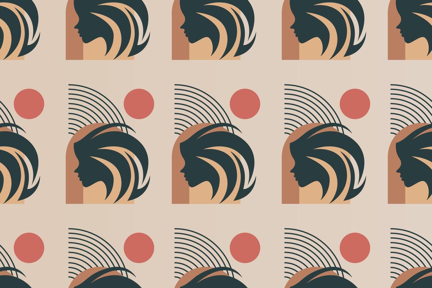 Boho girl seamless pattern background vector
