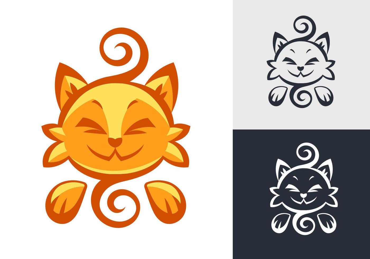 Cat logo in a cute cartoon style. vector