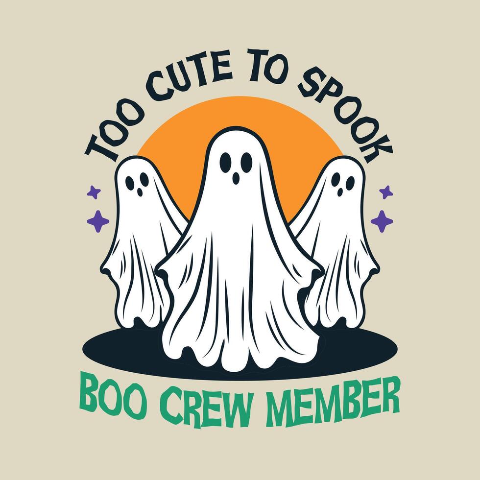 Halloween Cute ghost funny spooky vintage logo vector