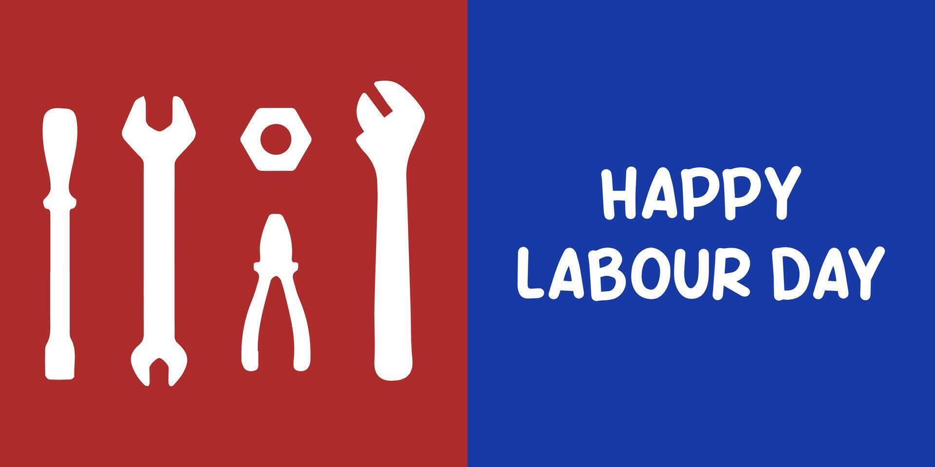 Banner template Happy Labor Day, May 1. construction tools, screwdriver, pliers, nut. vector