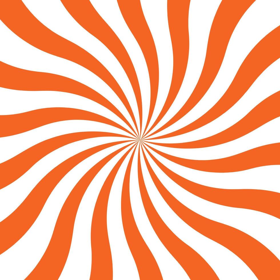 Sunburst pattern design in square. Orange and white sunray isolated illustration.. Vintage swirling pattern wallpaper. Radial spiral stripes backdrop. . Comic design element. vector