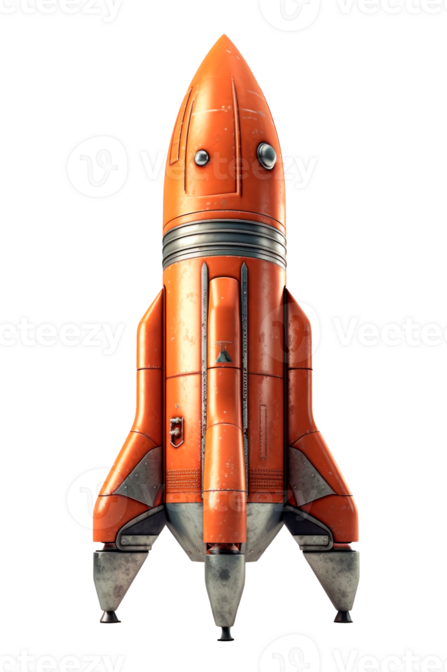 Retro rocket isolated on transparent background png