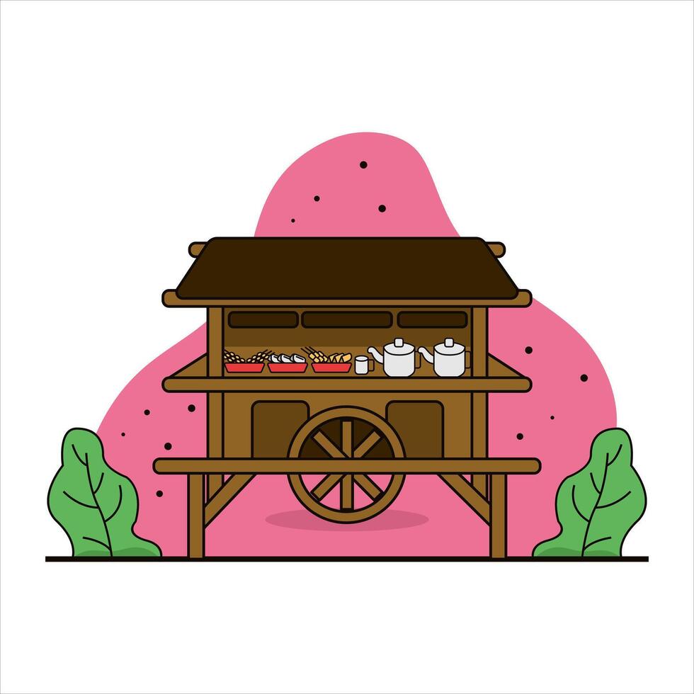 traditional angkringan cafe cart logo from Indonesia vector