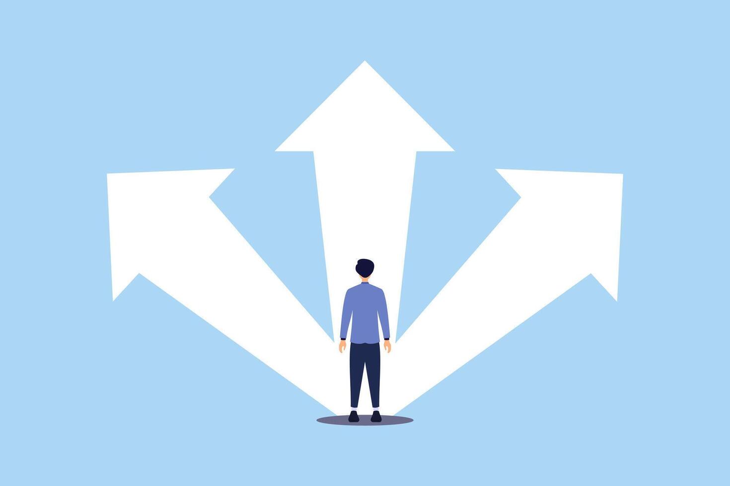 flat design illustration of a person choosing a path or destination vector