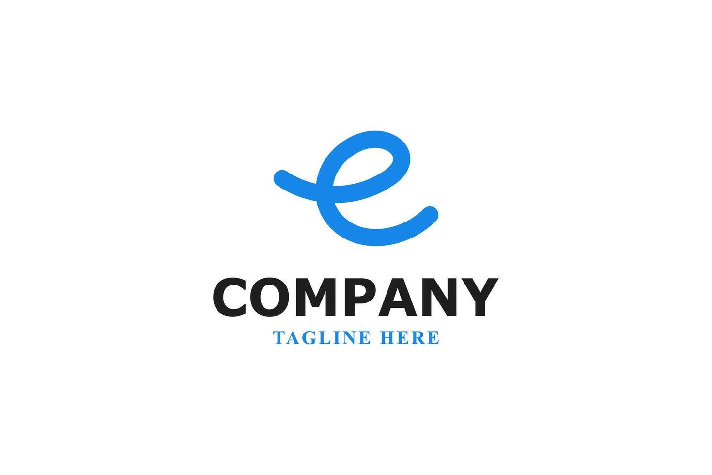 letter e line art blue logo vector