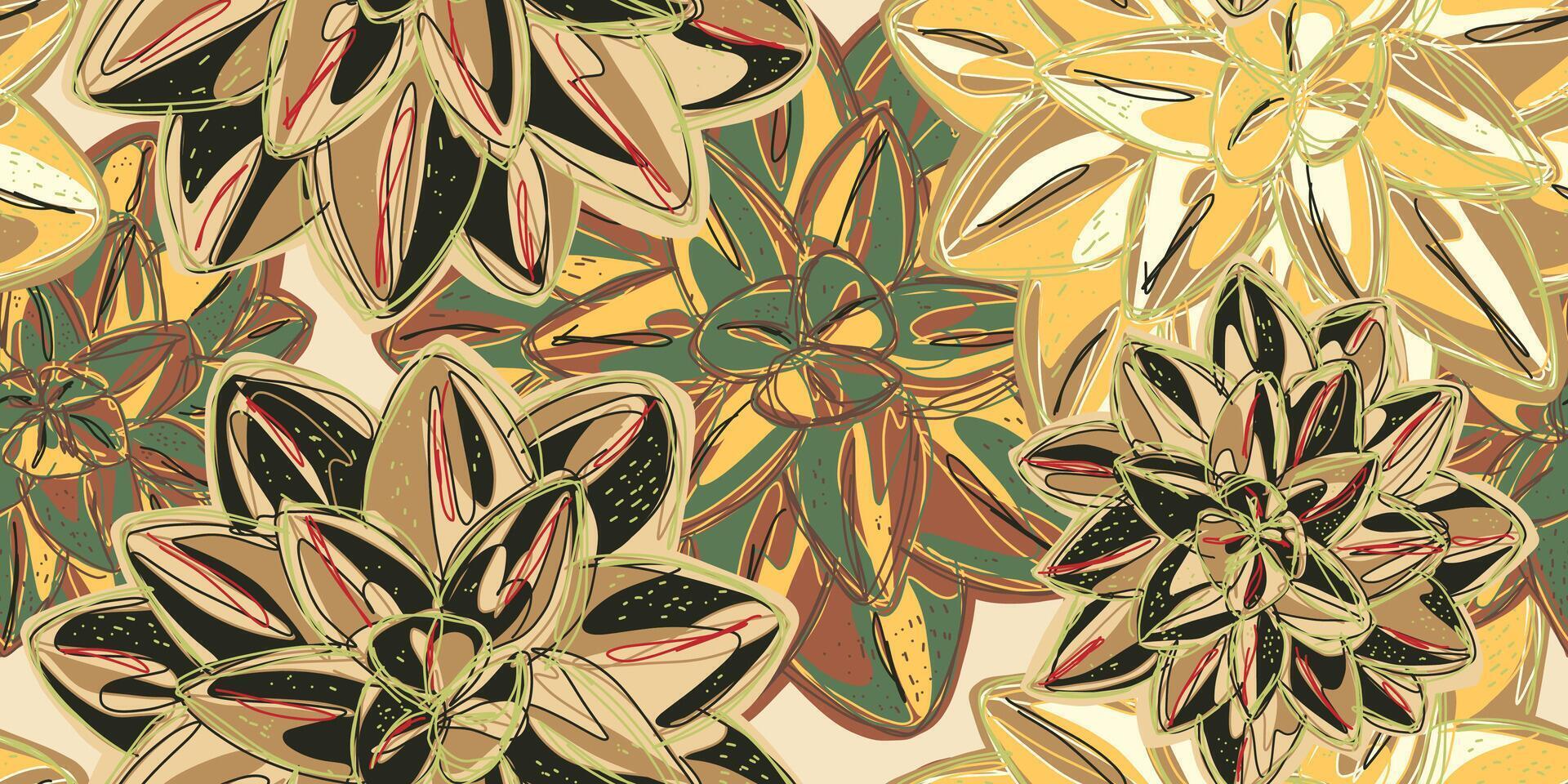 a pattern with many different flowers in different colors vector