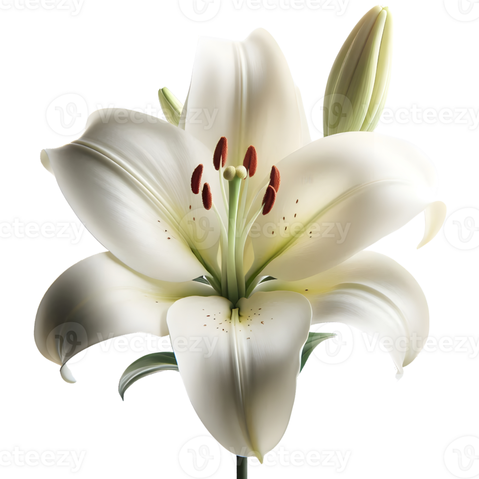 white lily flower on transparent background png