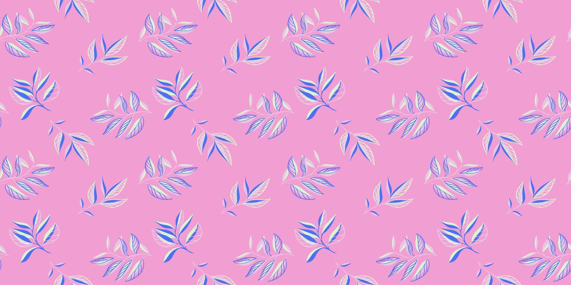 Tiny abstract shape branches leaves scattered randomly on a seamless pattern. Tropical botanical pink print. Simple creative floral leaf patterned. hand drawing sketch. Design for textiles vector