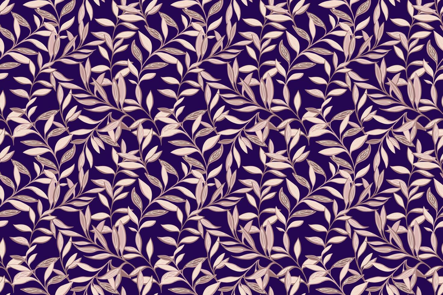 Abstract artistic jungle pattern with creative branches leaves. Pastel beige plants seamless print on a dark background. hand drawing illustration. Designs for fabric, cover, textiles, fashion vector