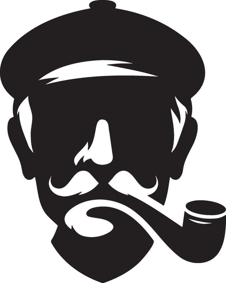 Aged Man with Tobacco Pipe. vector
