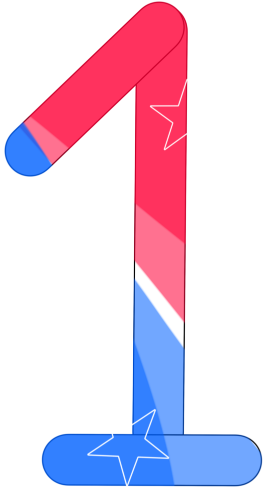 number one in blue and red color png
