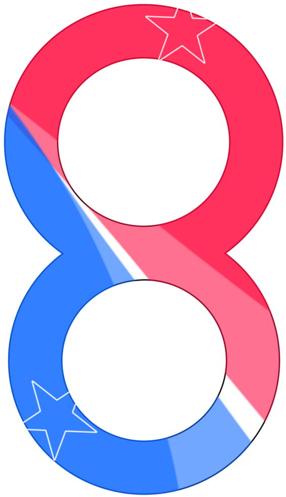 number eight in blue and red color png