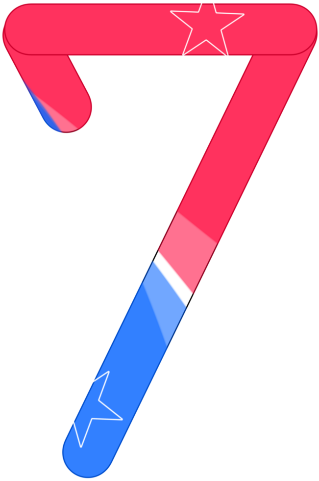 number seven in blue and red color png