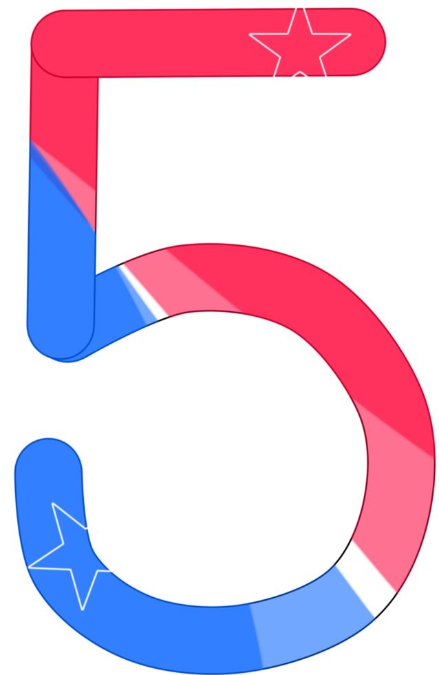 number five in blue and red color png