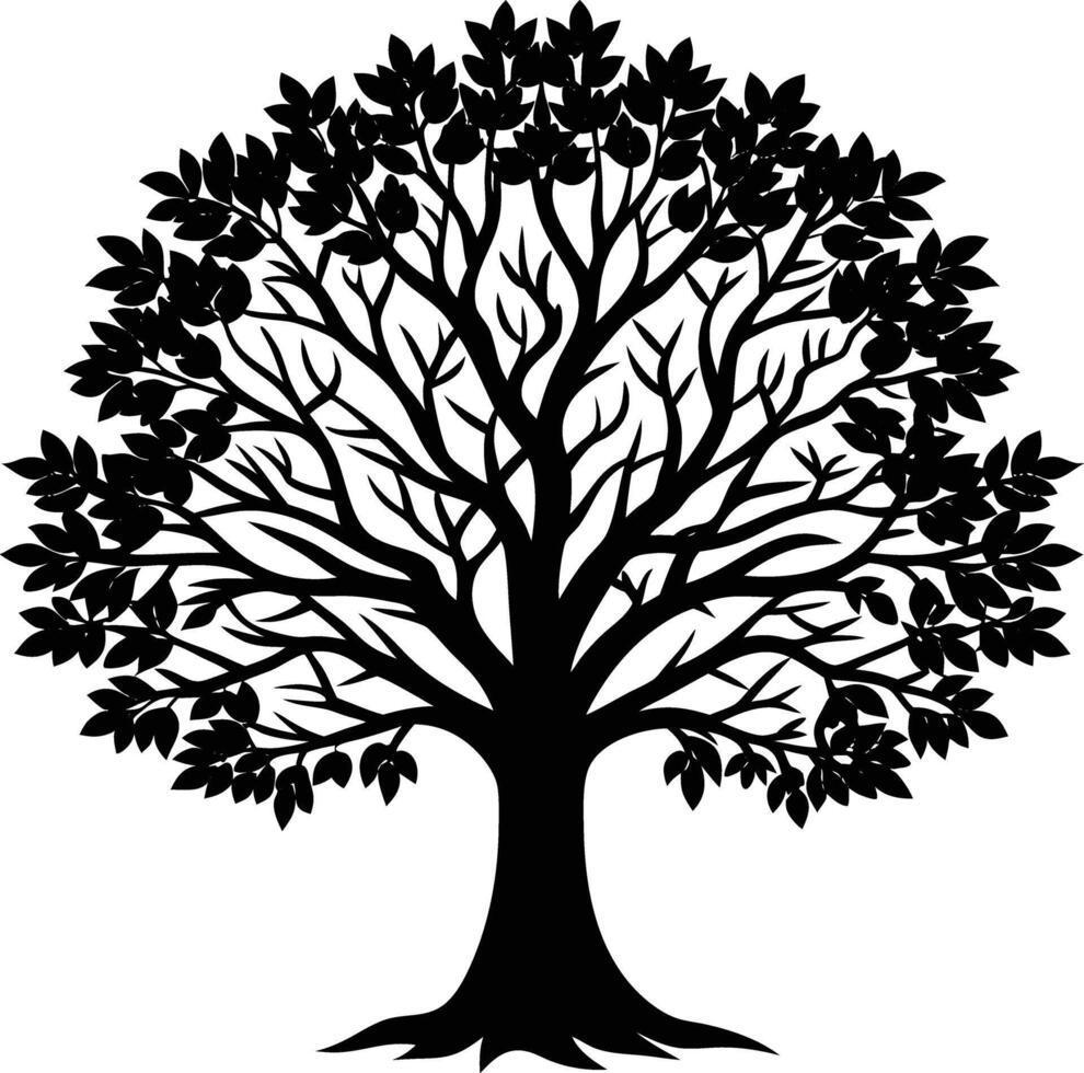 Black silhouette of tree branches on white background vector