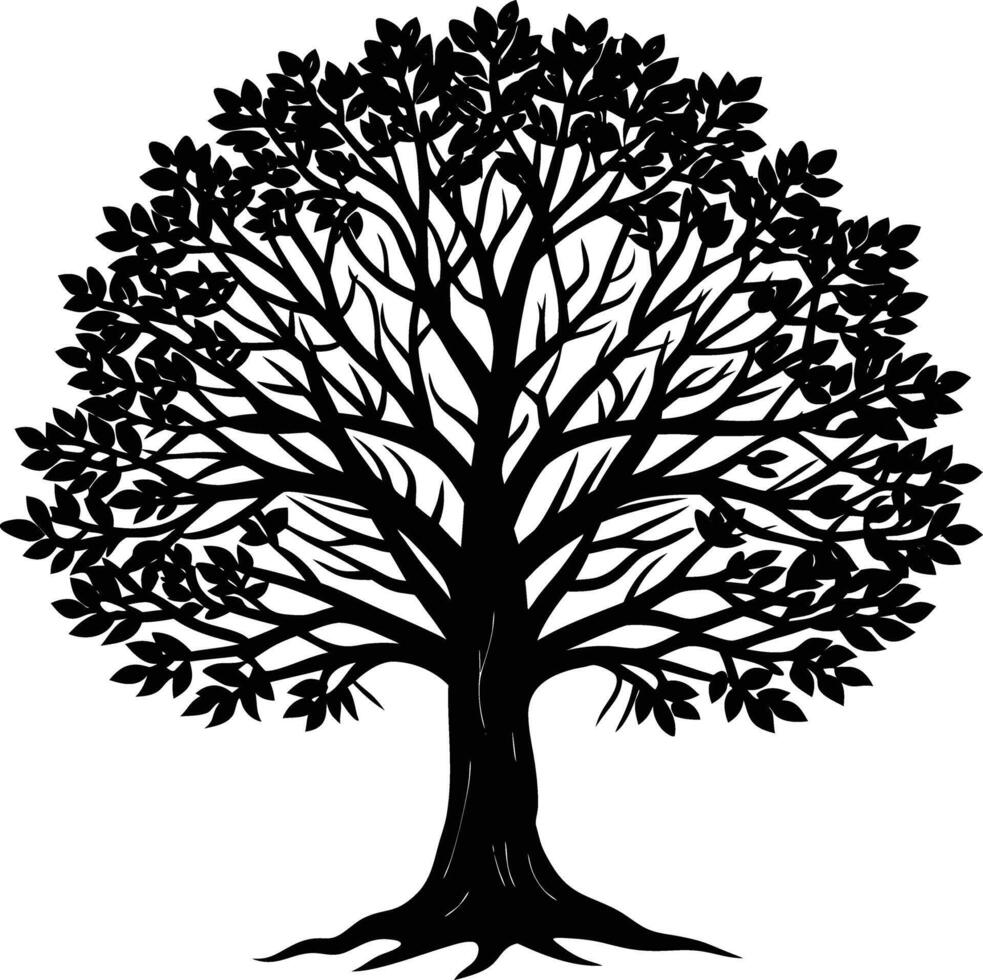 Black silhouette of tree branches on white background vector