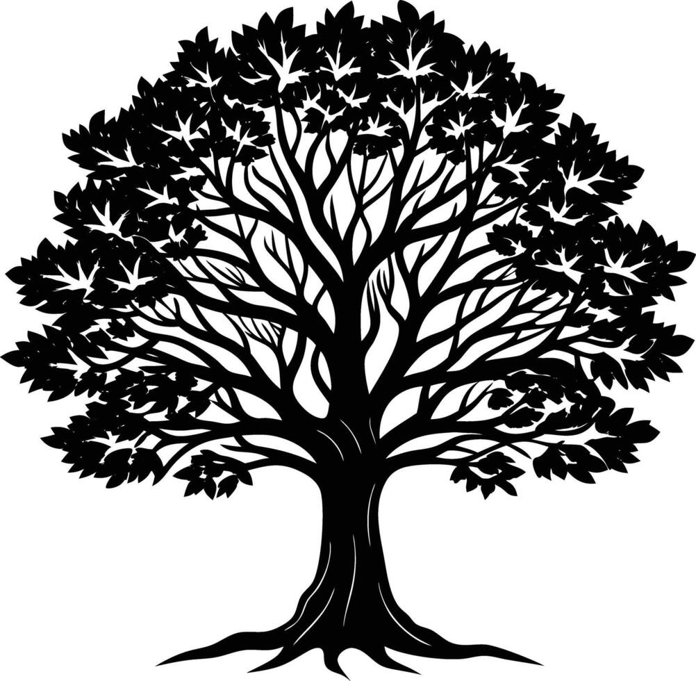 Black silhouette of tree branches on white background vector