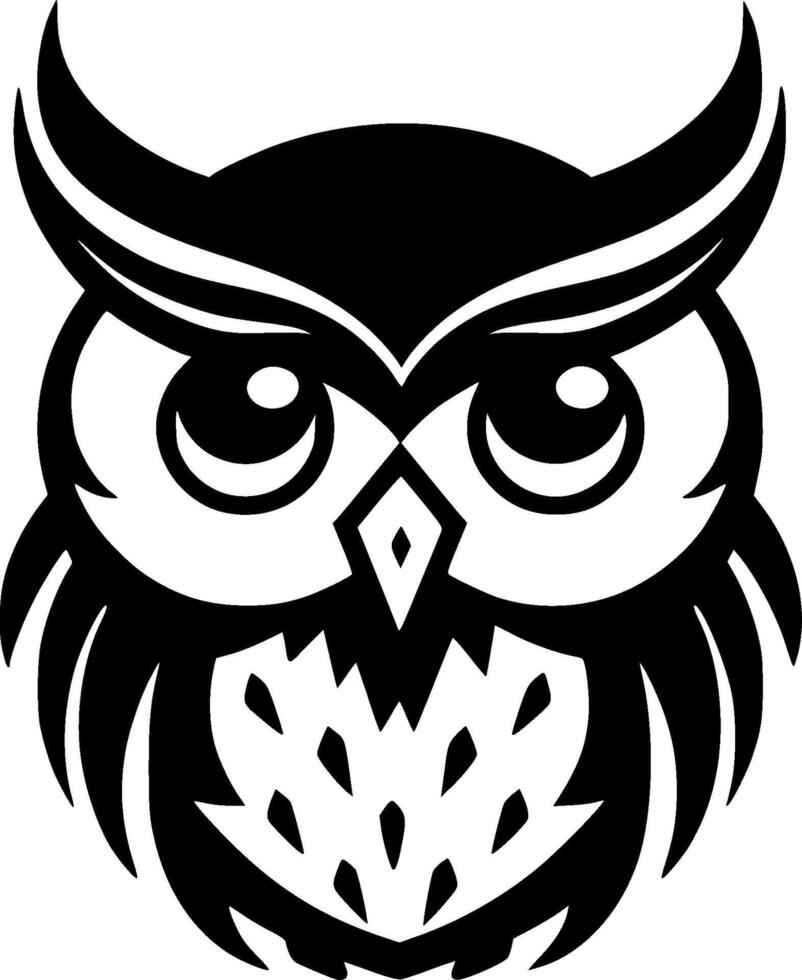 Owl Baby - Black and White Isolated Icon - illustration vector