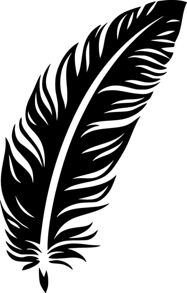 Feather, Black and White illustration vector