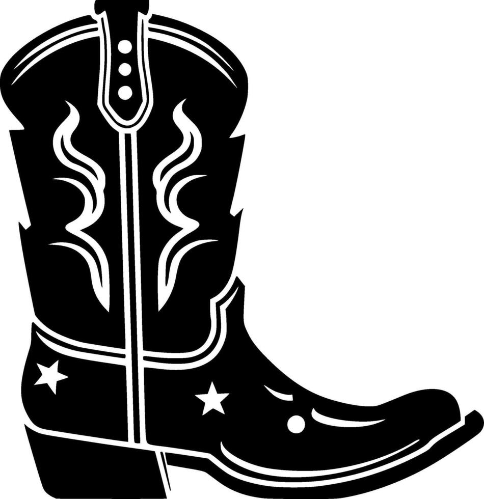 Cowboy Boot - Black and White Isolated Icon - illustration vector