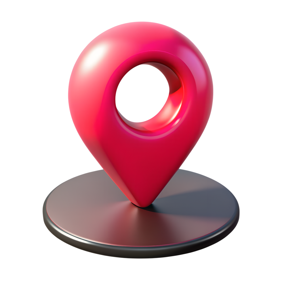 3d render of a pink navigation point on the map isolated on background png