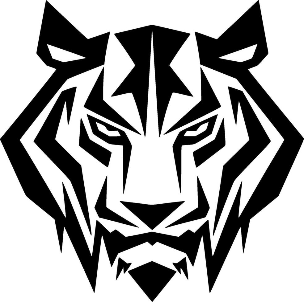 Tiger - Black and White Isolated Icon - illustration vector