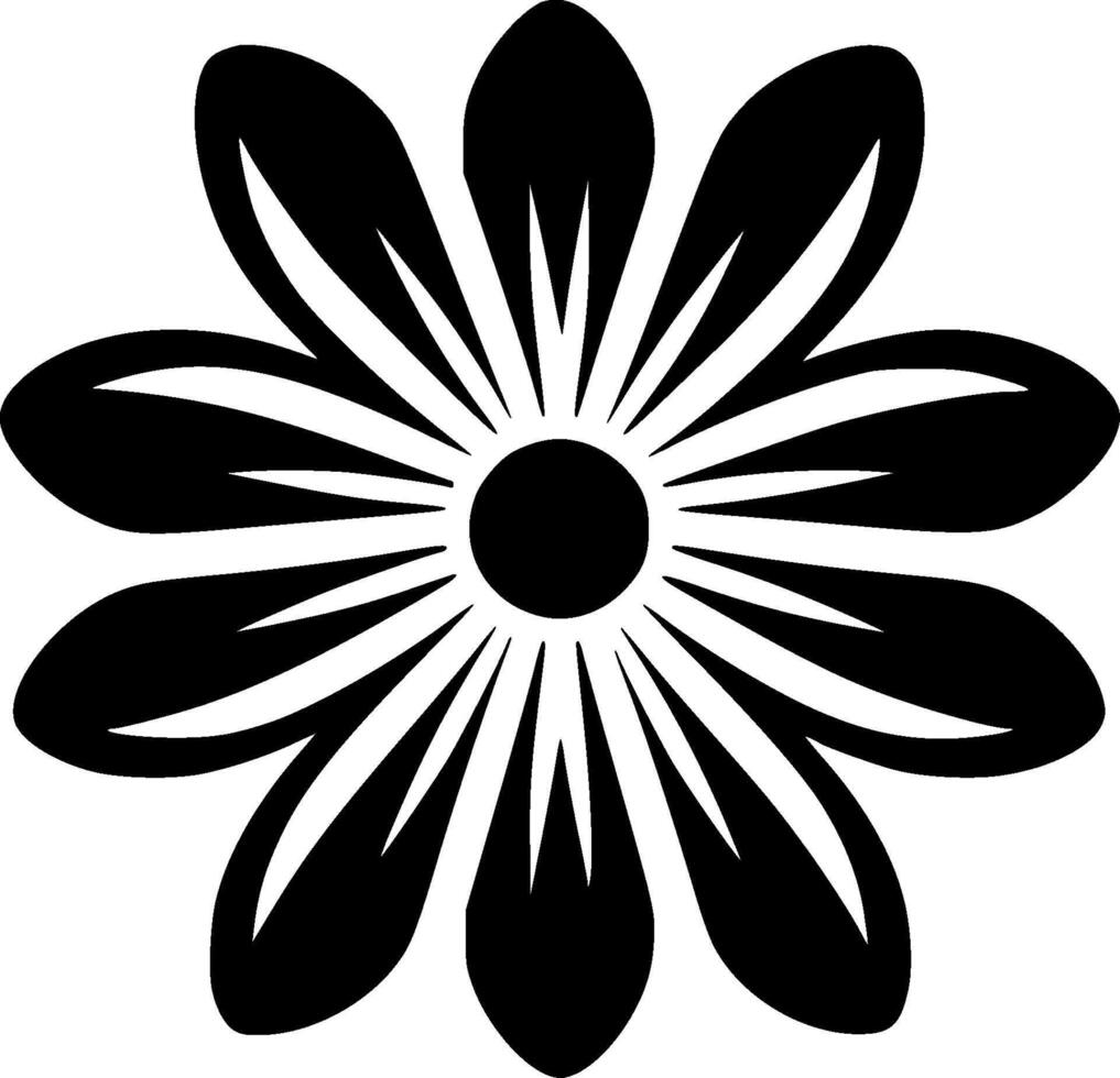 Flower - Black and White Isolated Icon - illustration vector