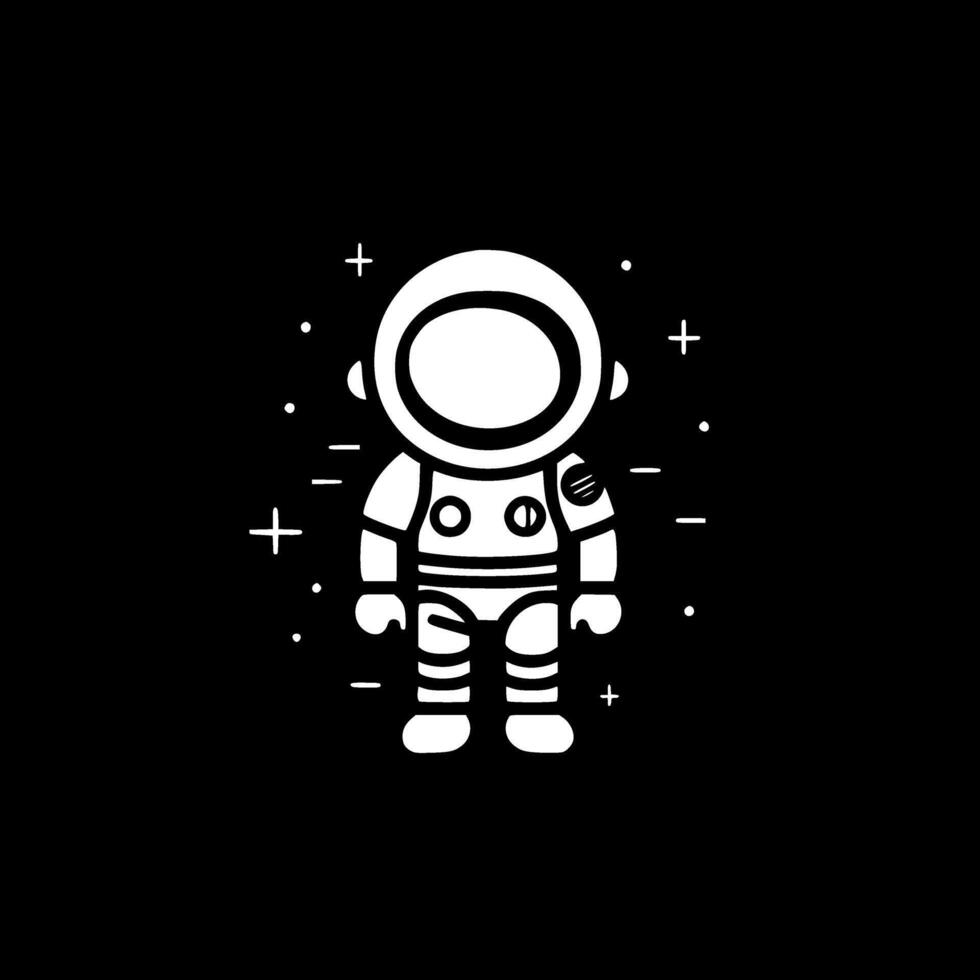 Astronaut - Black and White Isolated Icon - illustration vector