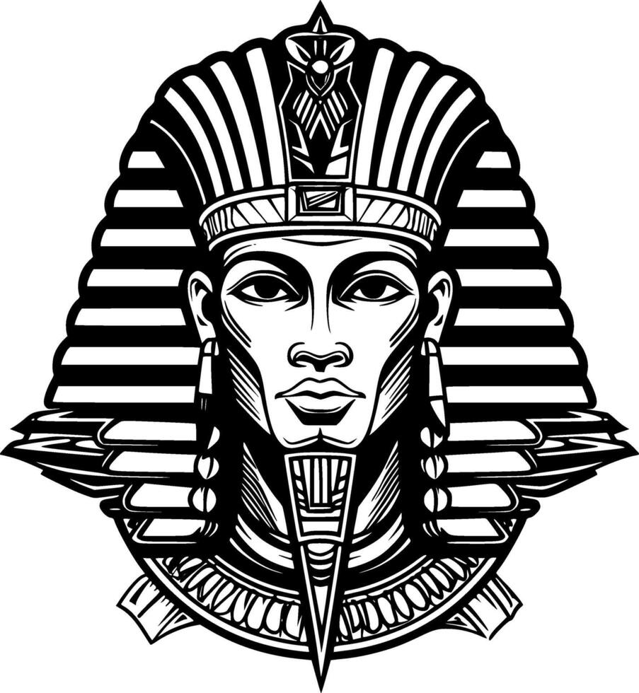 Pharaoh - Black and White Isolated Icon - illustration vector