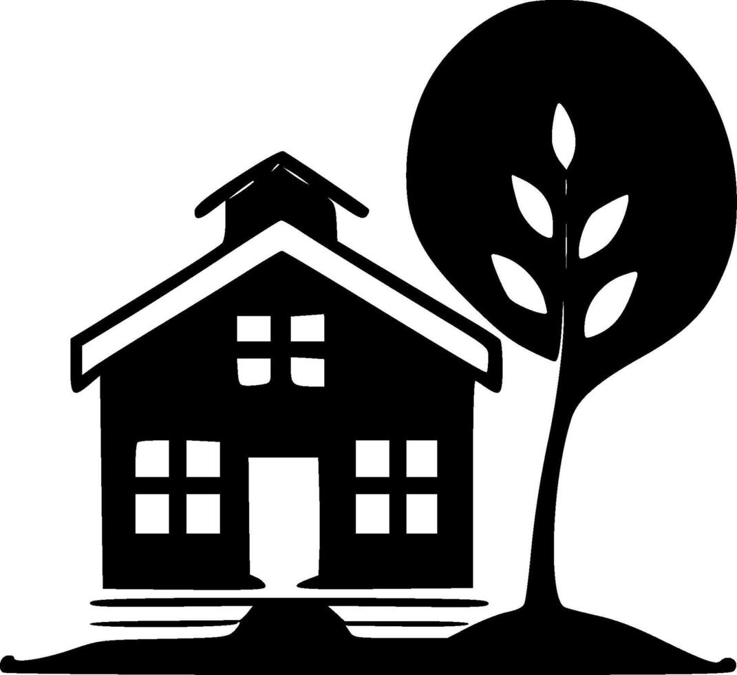 School - Black and White Isolated Icon - illustration vector