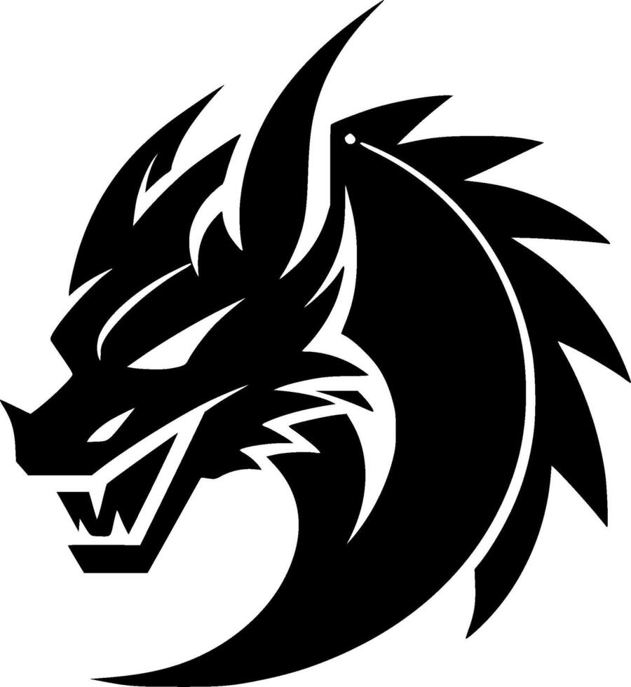Dragon - Black and White Isolated Icon - illustration vector