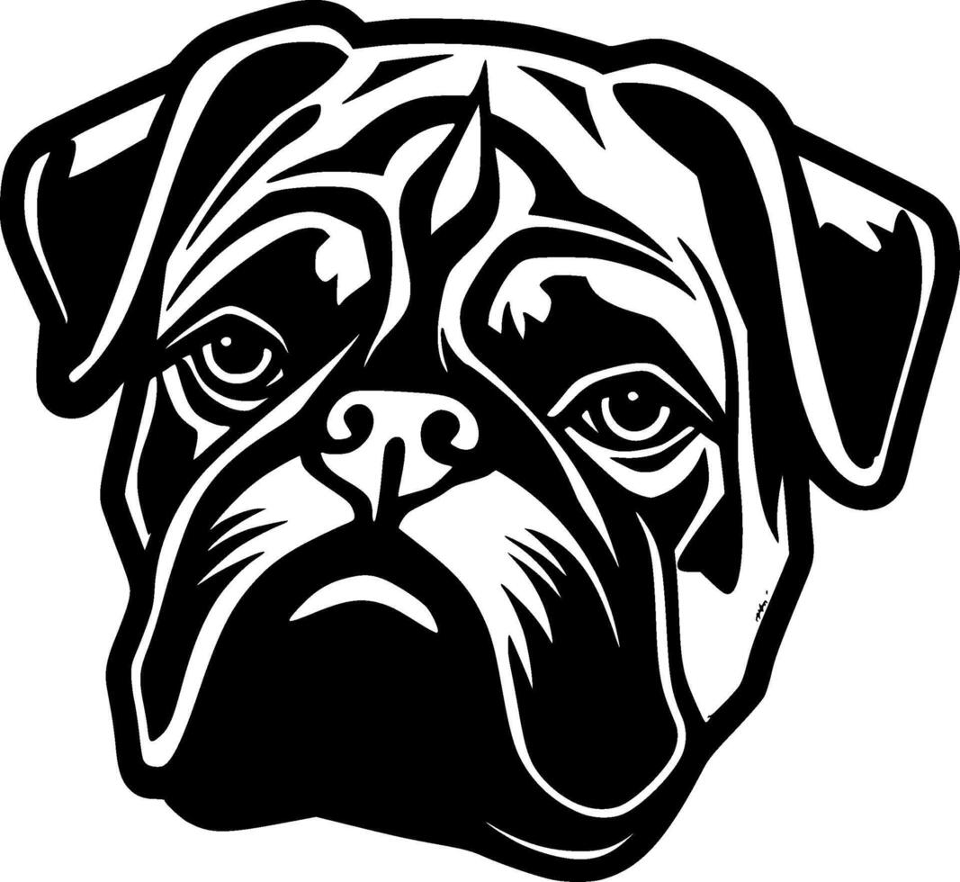 Pug, Black and White illustration vector
