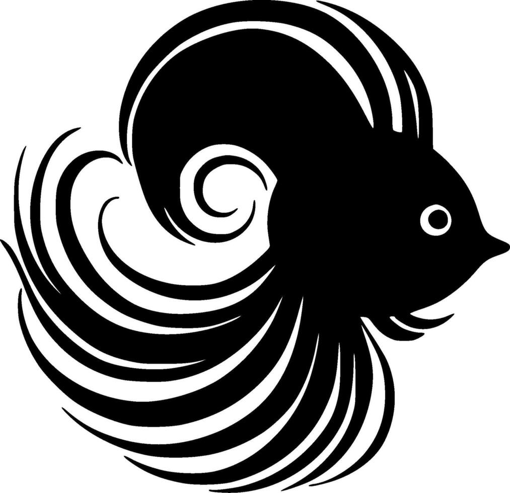Betta Fish, Black and White illustration vector