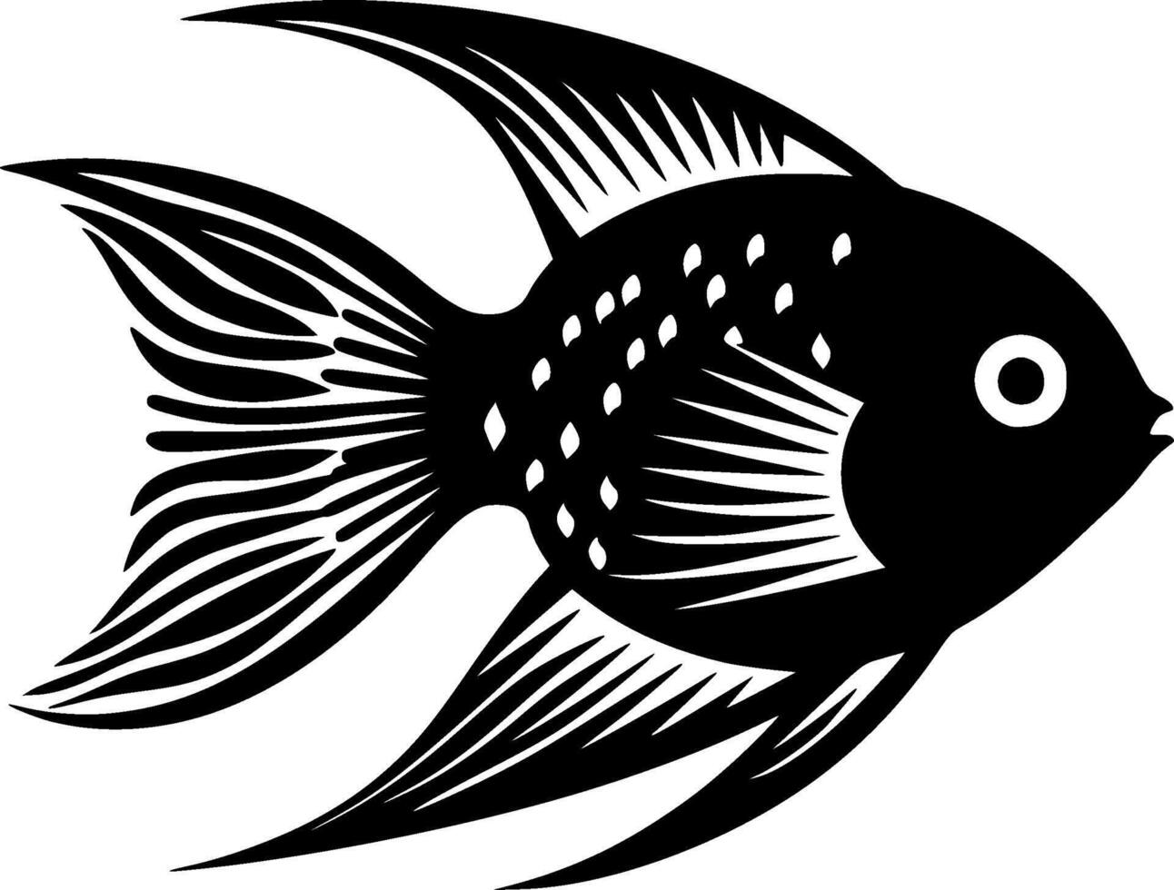 Angelfish, Black and White illustration vector