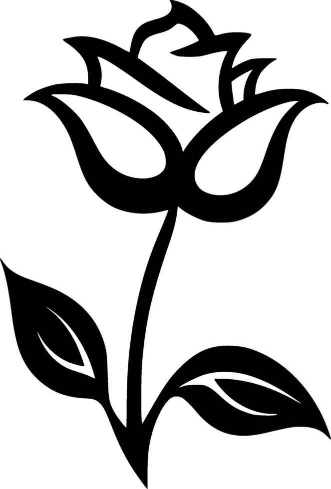 Flower - Black and White Isolated Icon - illustration vector