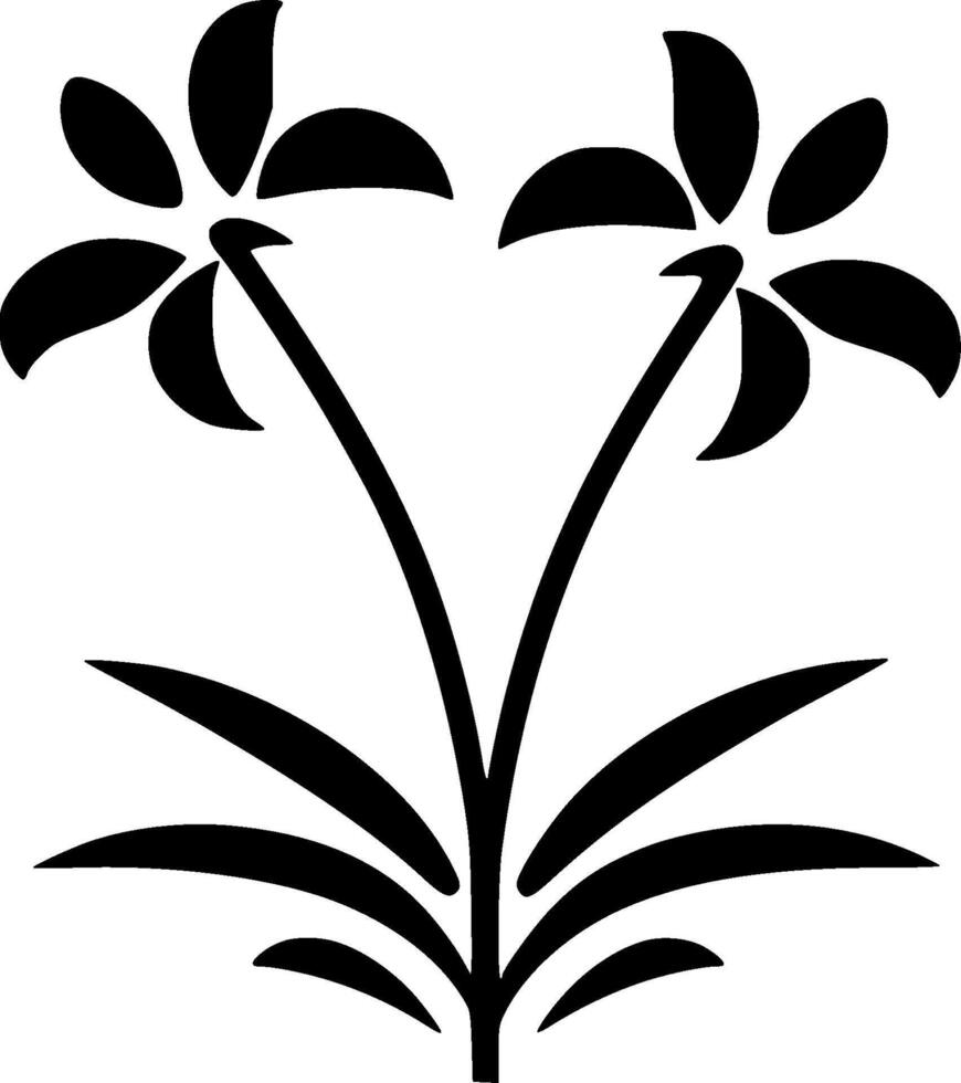 Flower - Black and White Isolated Icon - illustration vector