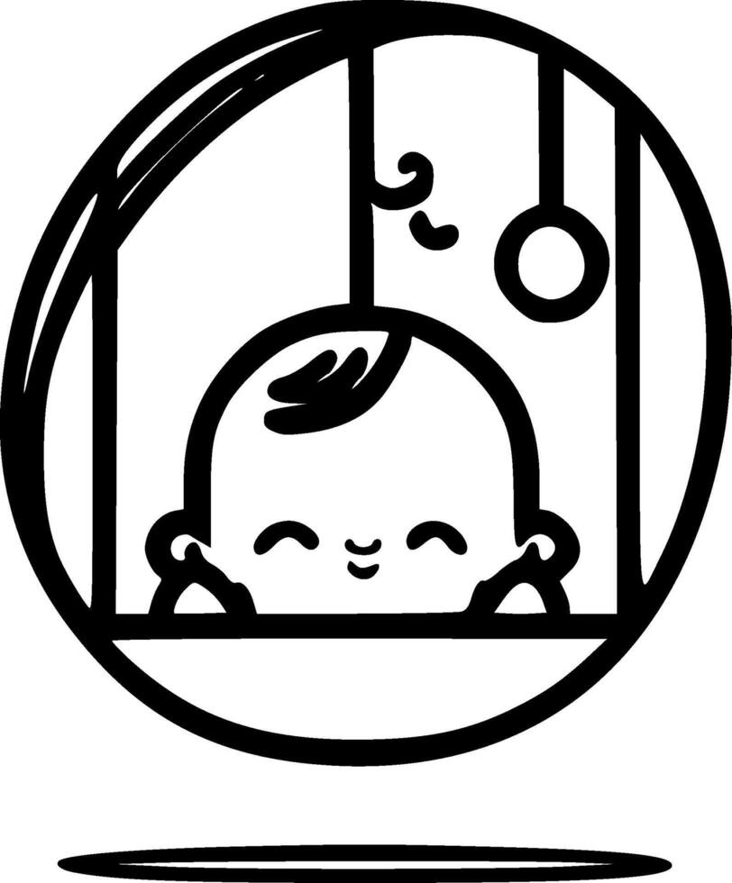 Nursery - Black and White Isolated Icon - illustration vector