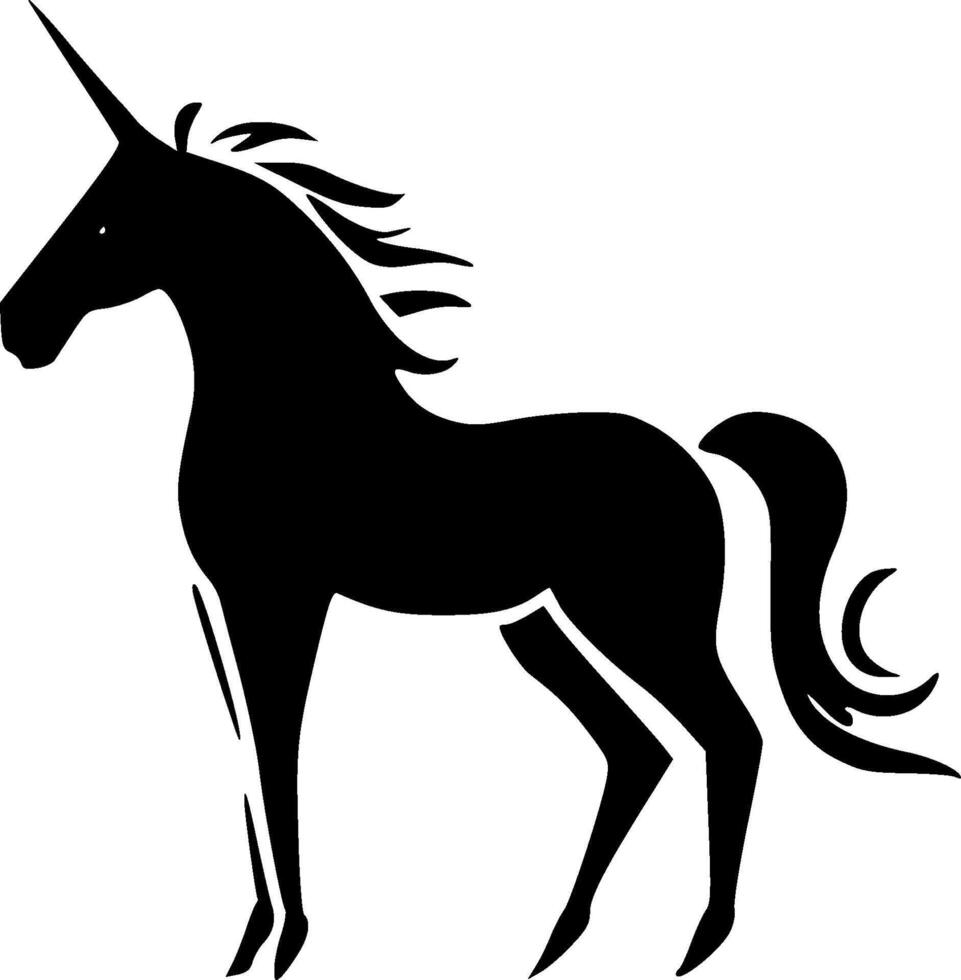 Unicorn - Black and White Isolated Icon - illustration vector