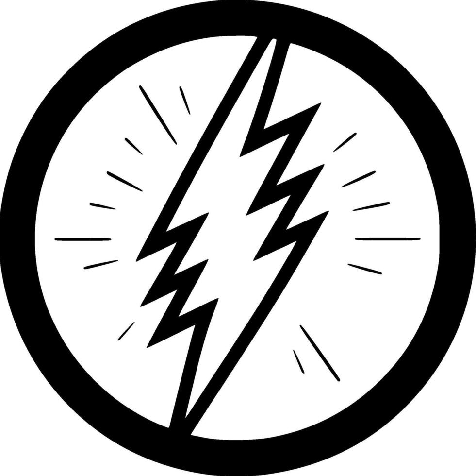 Lightning - Black and White Isolated Icon - illustration vector