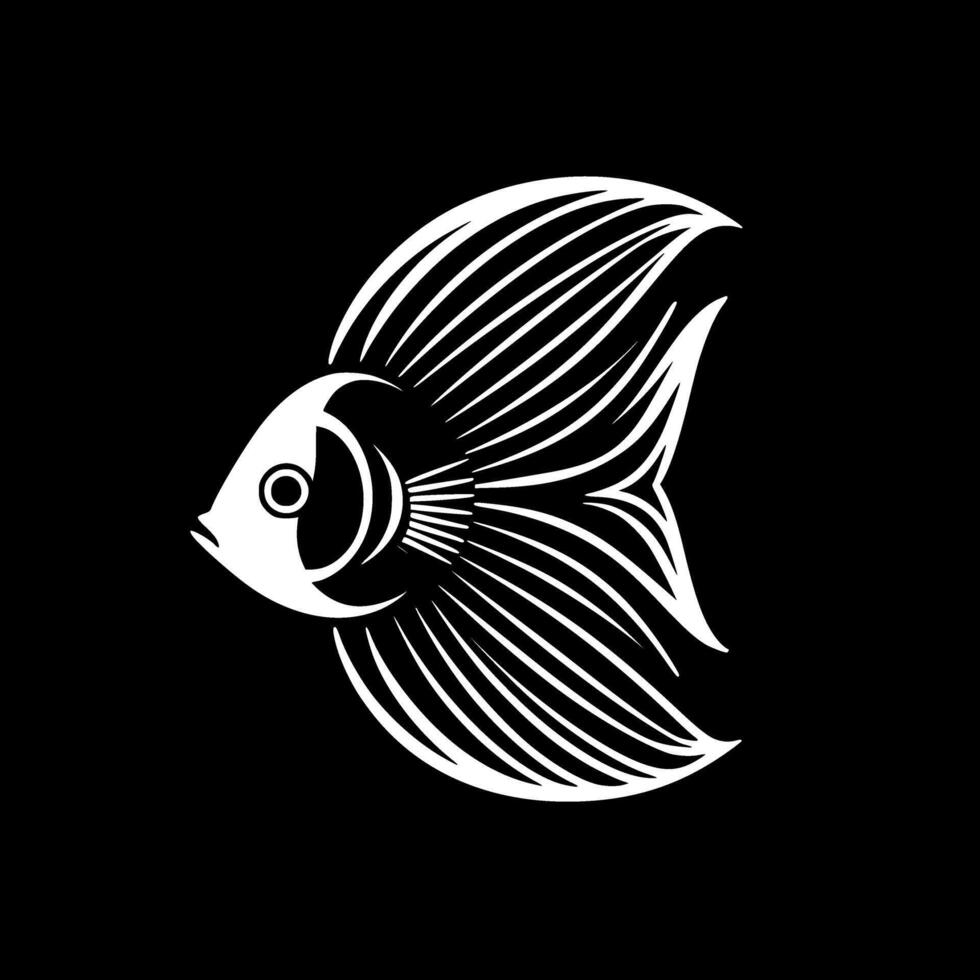 Angelfish - Black and White Isolated Icon - illustration vector