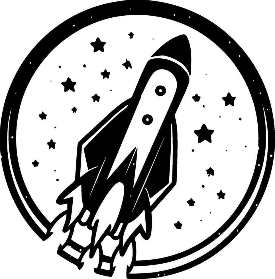 Rocket, Minimalist and Simple Silhouette - illustration vector