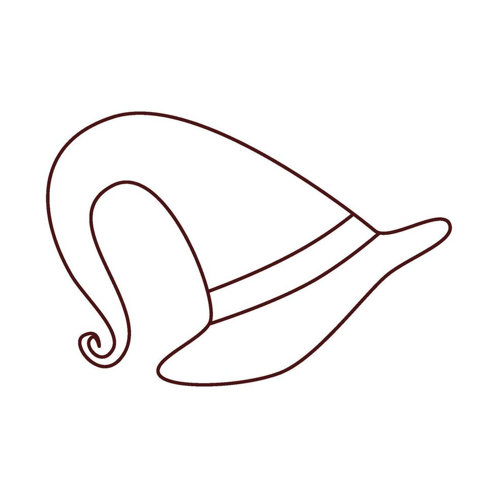 Witch hat outline, coloring page. isolated illustration for halloween design. vector