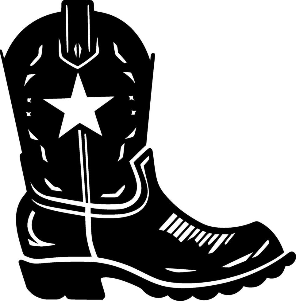 Cowboy Boot, Black and White illustration vector