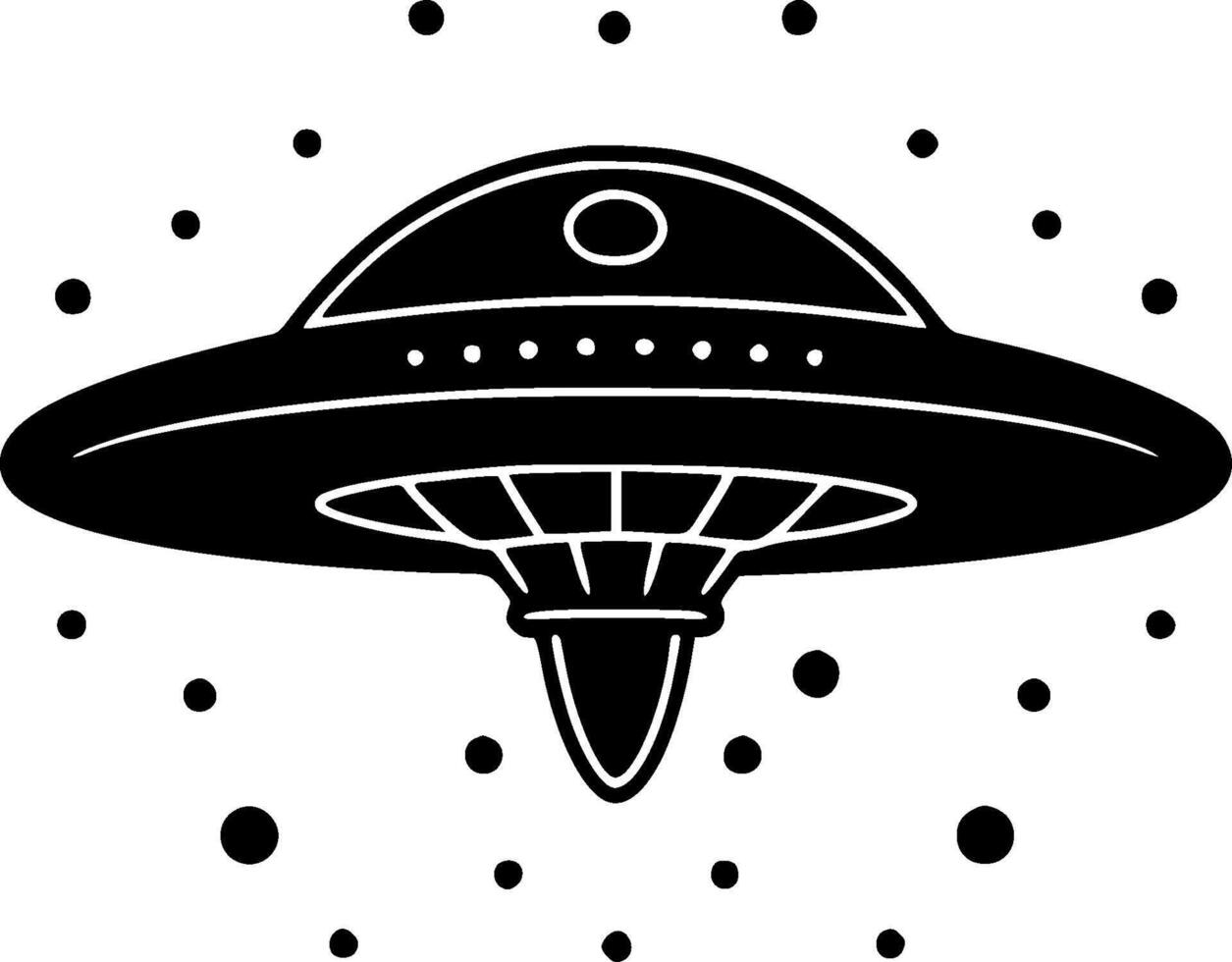 UFO - Black and White Isolated Icon - illustration vector