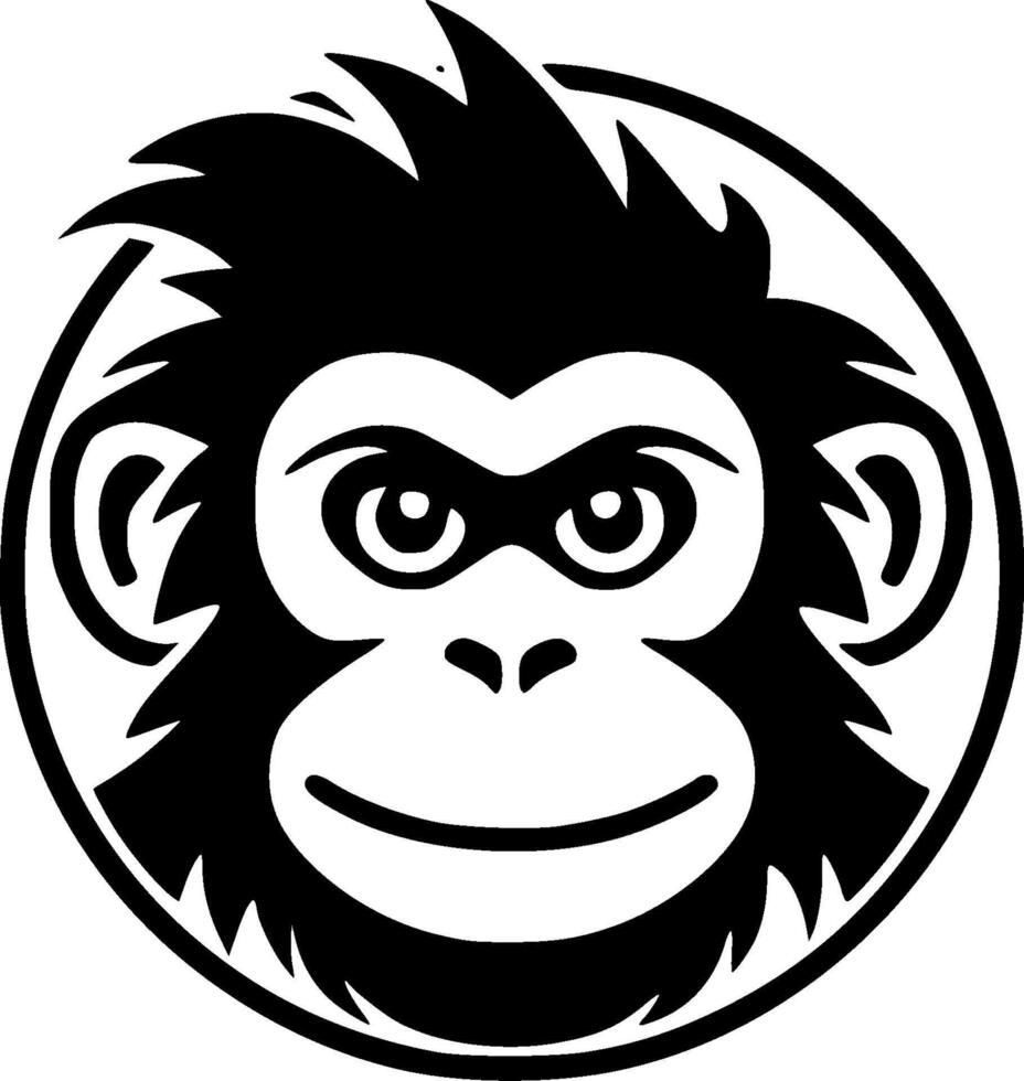 Monkey - Black and White Isolated Icon - illustration vector