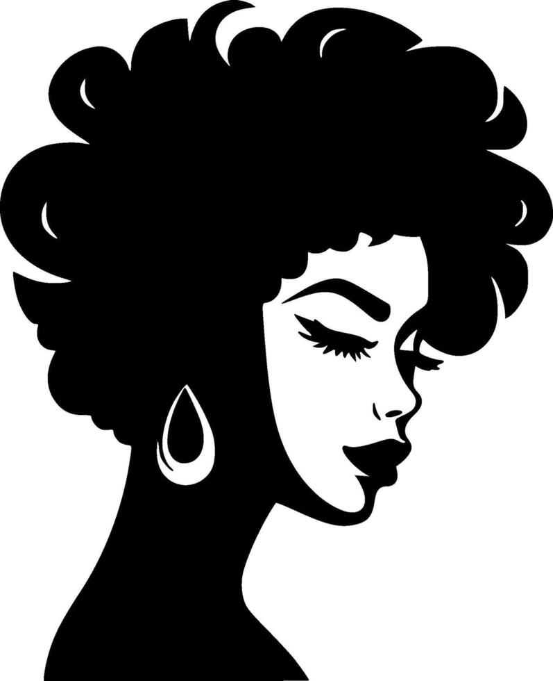 Black Woman - Black and White Isolated Icon - illustration vector