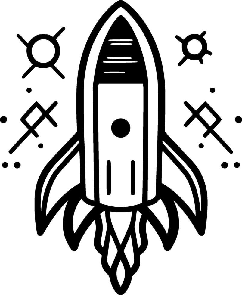 Rocket, Minimalist and Simple Silhouette - illustration vector